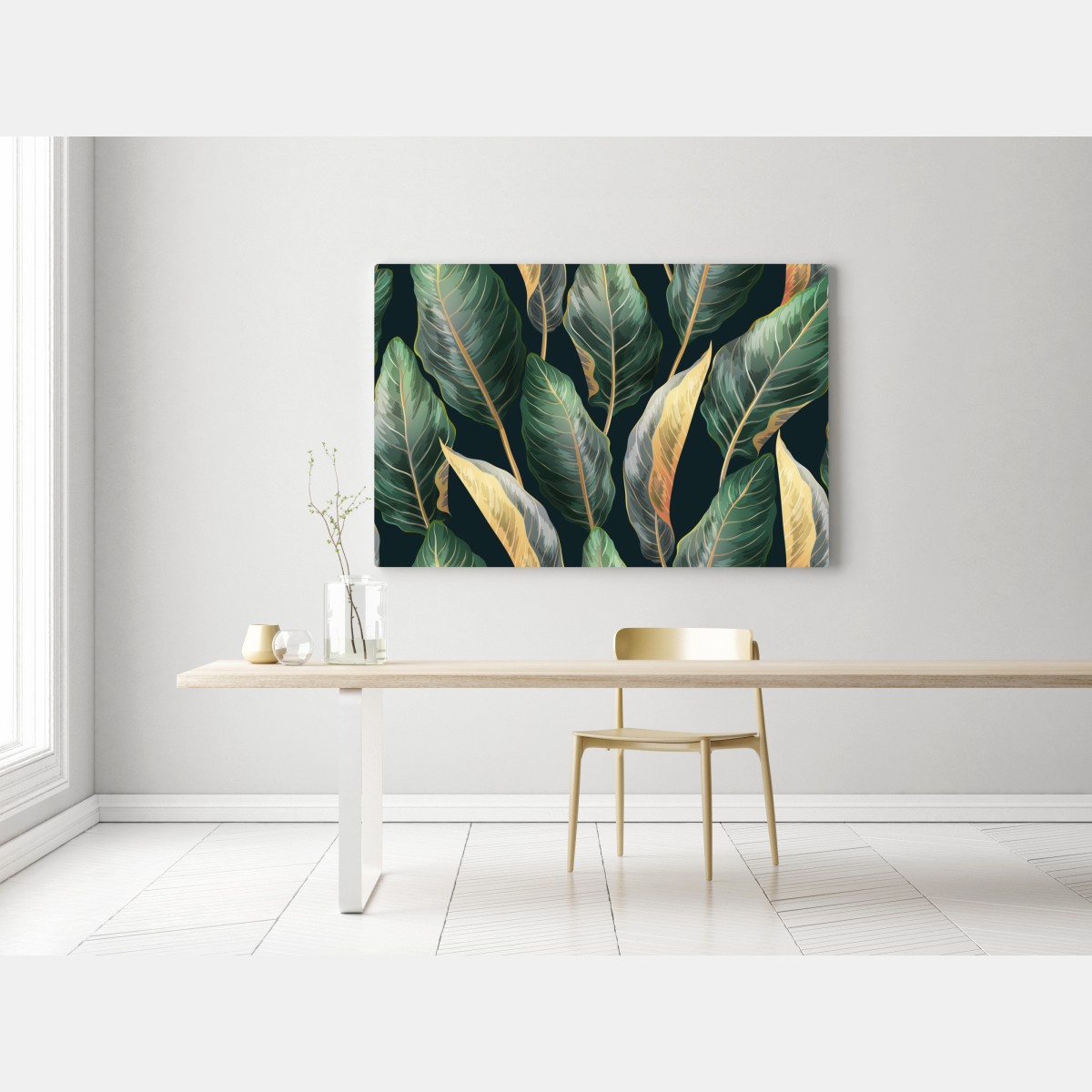 Leinwandbild vintage tropisches blättermuster – Wallnifity® Leinwandbild vintage tropisches blättermuster – Wallnifity®