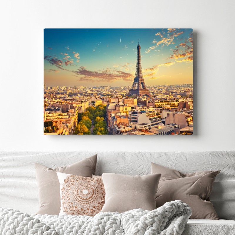 Leinwandbild sonnenuntergang über Paris skyline mit eiffelturm – Wallnifity® Leinwandbild sonnenuntergang über Paris skyline mit eiffelturm – Wallnifity®
