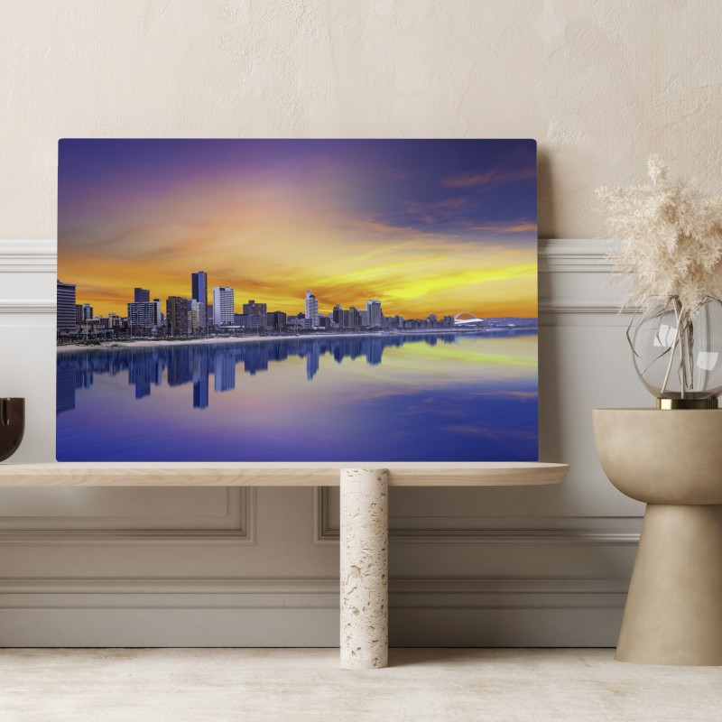 Leinwandbild Durban dämmerung skyline am strand – Wallnifity® Leinwandbild Durban dämmerung skyline am strand – Wallnifity®