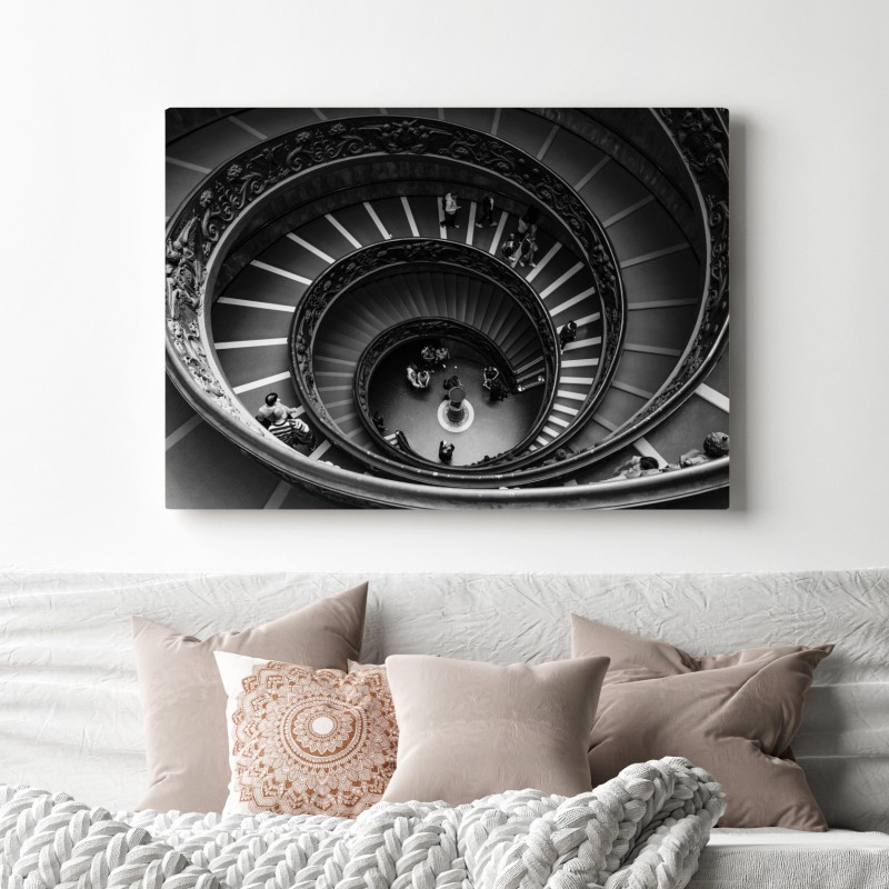 Leinwandbild dramatische spiraltreppe in monochrom – Wallnifity®