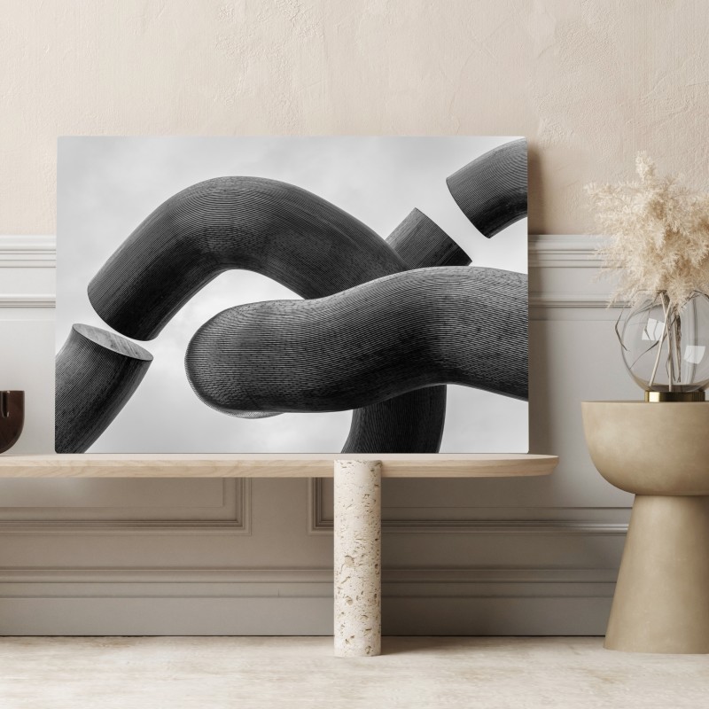 Leinwandbild gekrümmte formen abstrakte skulptur in grau – Wallnifity® Leinwandbild gekrümmte formen abstrakte skulptur in grau – Wallnifity®