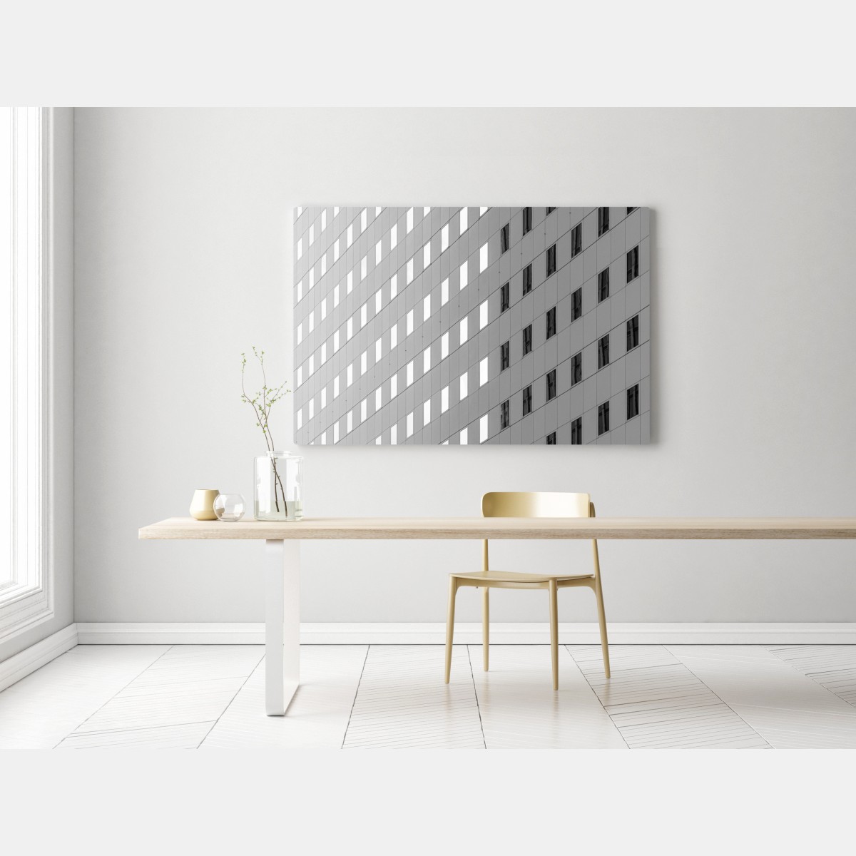 Leinwandbild minimalistische fassadenstruktur mit geometrischem muster – Wallnifity® Leinwandbild minimalistische fassadenstruktur mit geometrischem muster – Wallnifity®