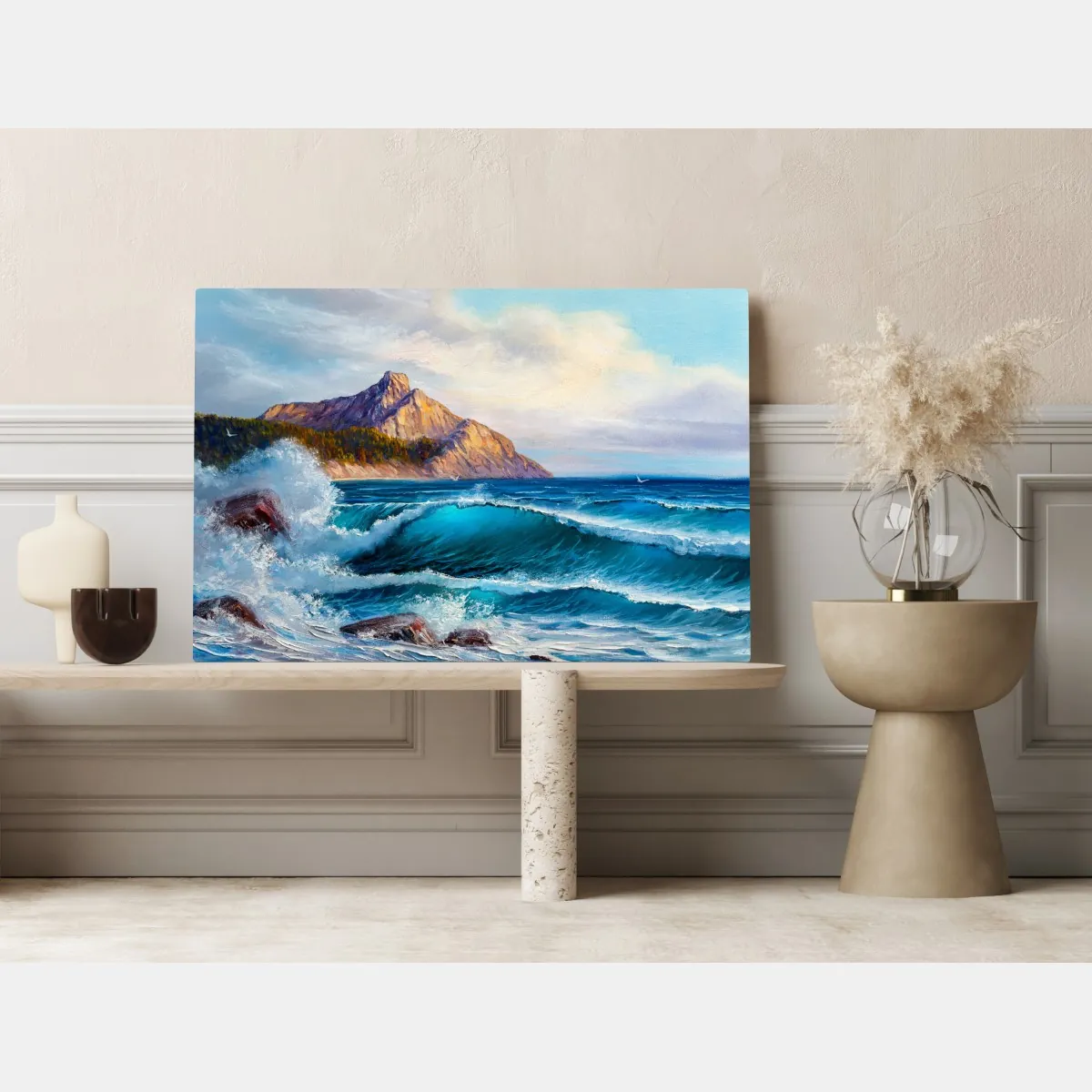 Leinwandbild türkisblaue welle - meereslandschaft in öl – Wallnifity® Leinwandbild türkisblaue welle - meereslandschaft in öl – Wallnifity®