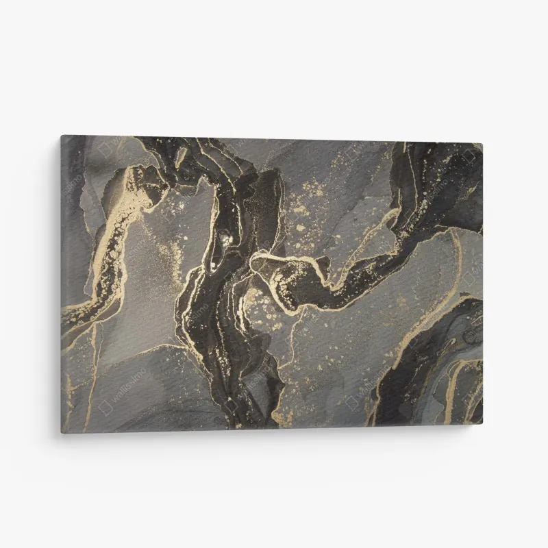 Leinwandbild luxuriöser schwarz-goldener marmor abstrakt – Wallnifity® Leinwandbild luxuriöser schwarz-goldener marmor abstrakt – Wallnifity®