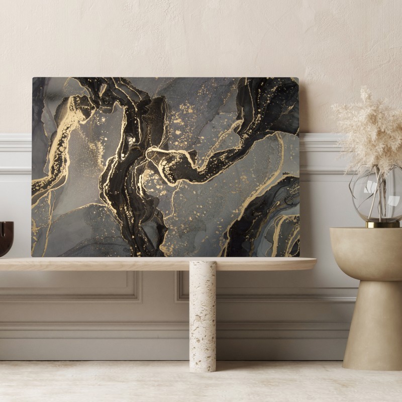 Leinwandbild luxuriöser schwarz-goldener marmor abstrakt – Wallnifity® Leinwandbild luxuriöser schwarz-goldener marmor abstrakt – Wallnifity®
