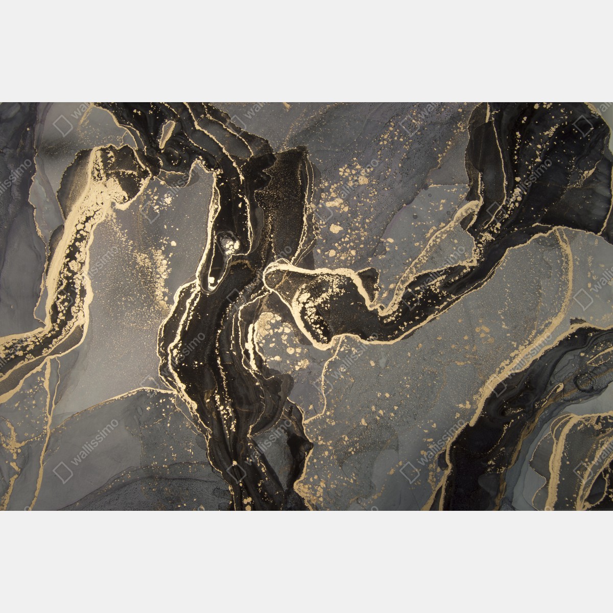 Leinwandbild luxuriöser schwarz-goldener marmor abstrakt – Wallnifity® Leinwandbild luxuriöser schwarz-goldener marmor abstrakt – Wallnifity®