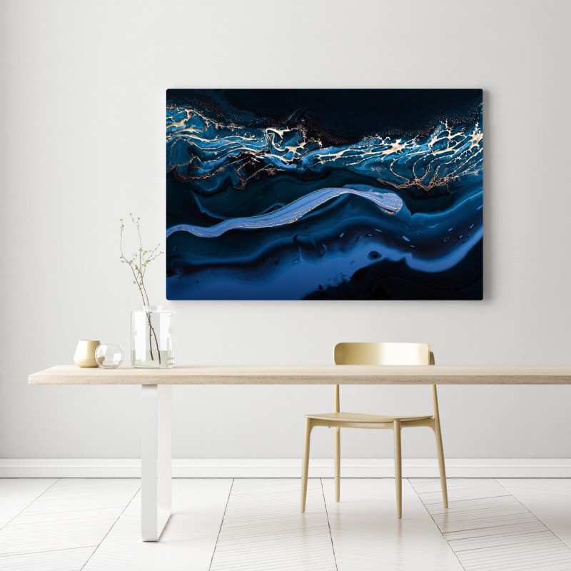 Leinwandbild marineblaue und goldene abstraktion – Wallnifity® Leinwandbild marineblaue und goldene abstraktion – Wallnifity®