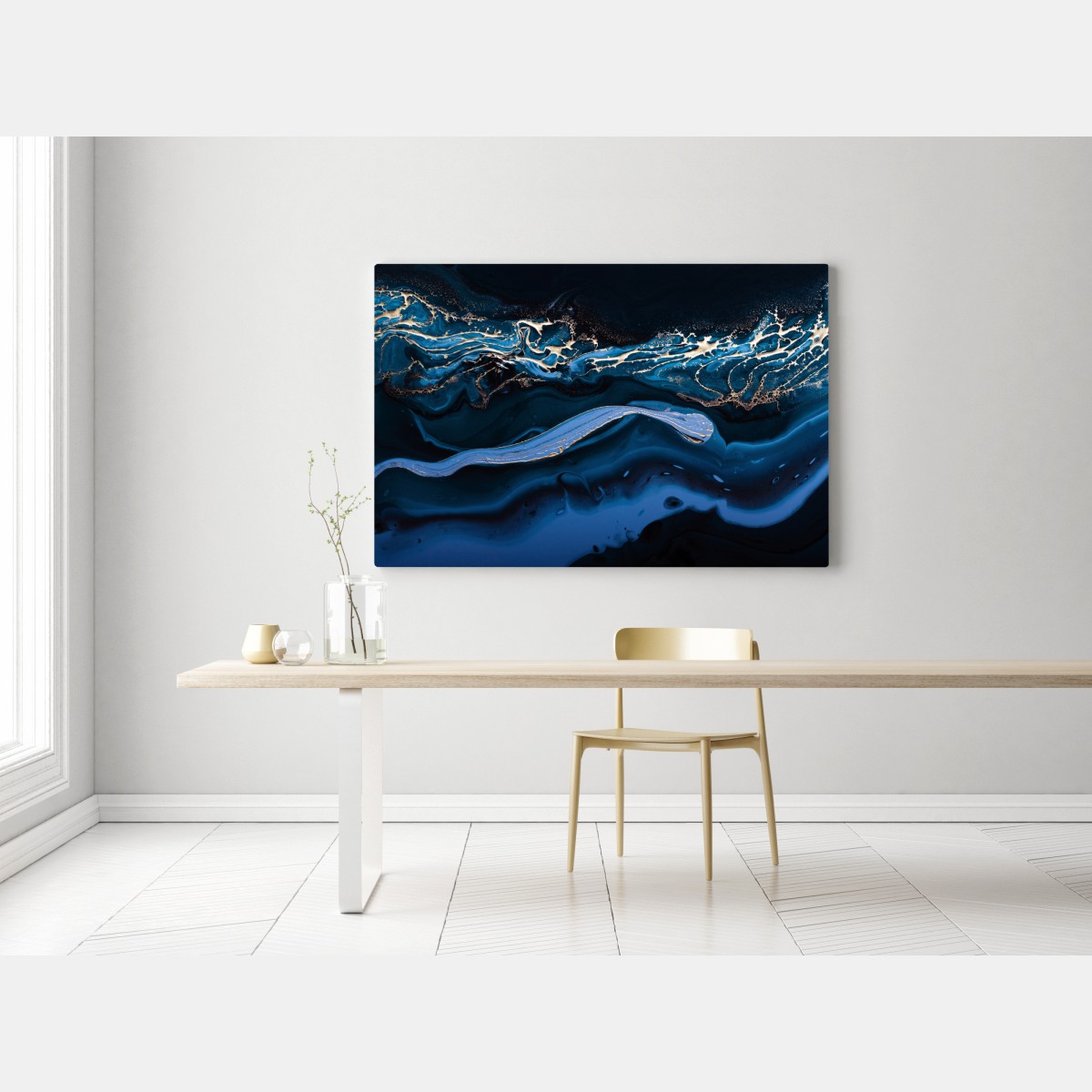 Leinwandbild marineblaue und goldene abstraktion – Wallnifity® Leinwandbild marineblaue und goldene abstraktion – Wallnifity®