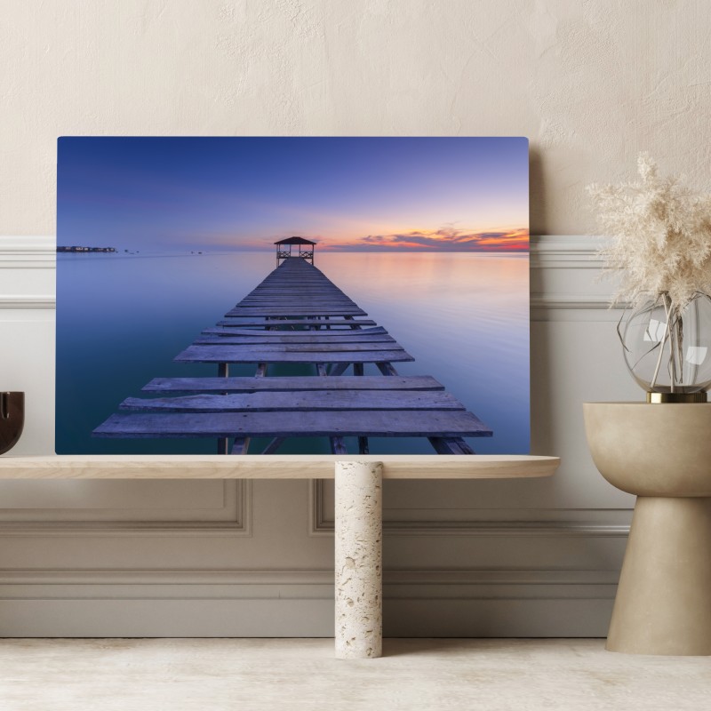 Leinwandbild ruhiger steg bei sonnenuntergang – Wallnifity® Leinwandbild ruhiger steg bei sonnenuntergang – Wallnifity®