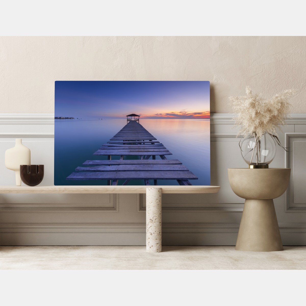 Leinwandbild ruhiger steg bei sonnenuntergang – Wallnifity® Leinwandbild ruhiger steg bei sonnenuntergang – Wallnifity®