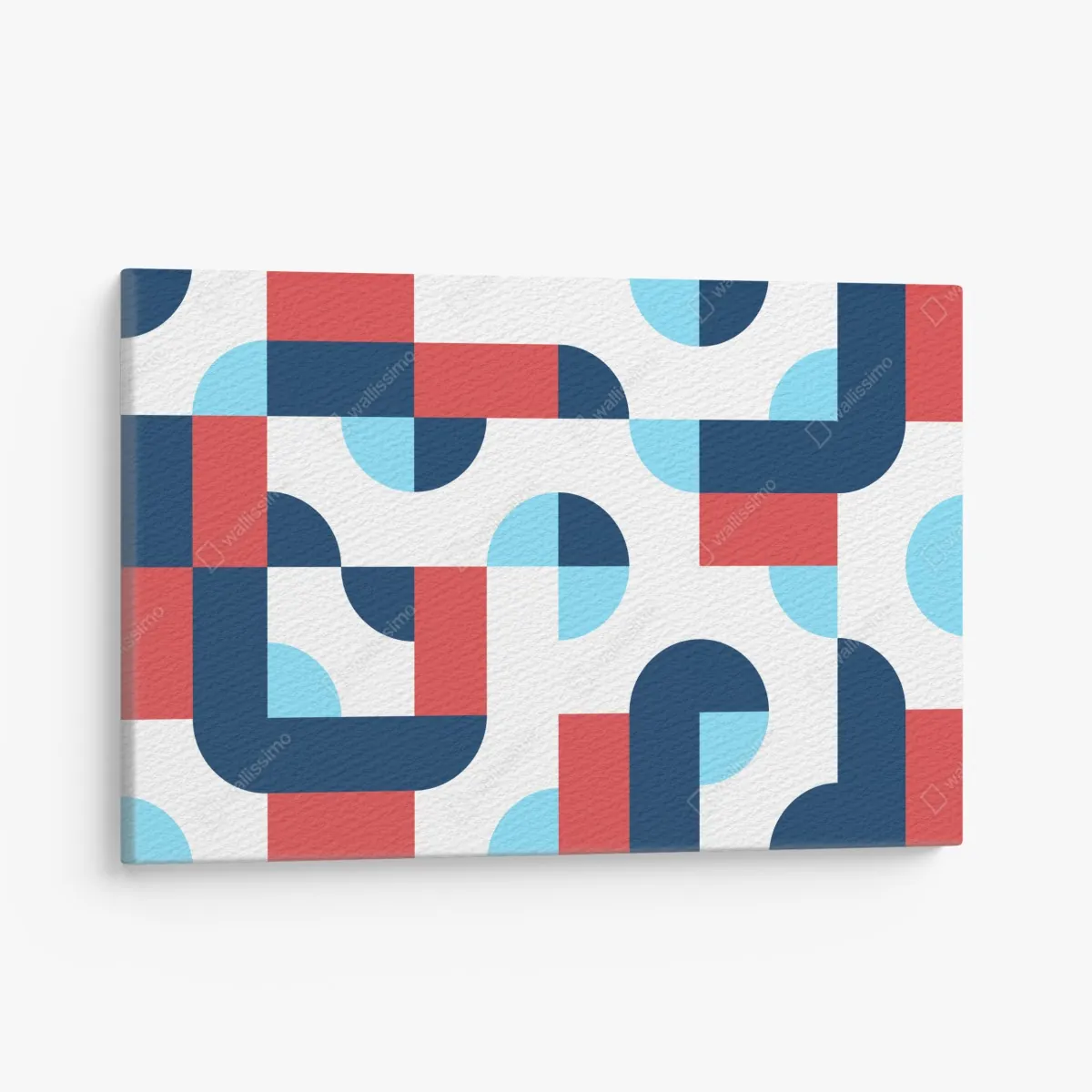 Leinwandbild mutiges geometrisches muster in dunkelblau und koralle – Wallnifity®