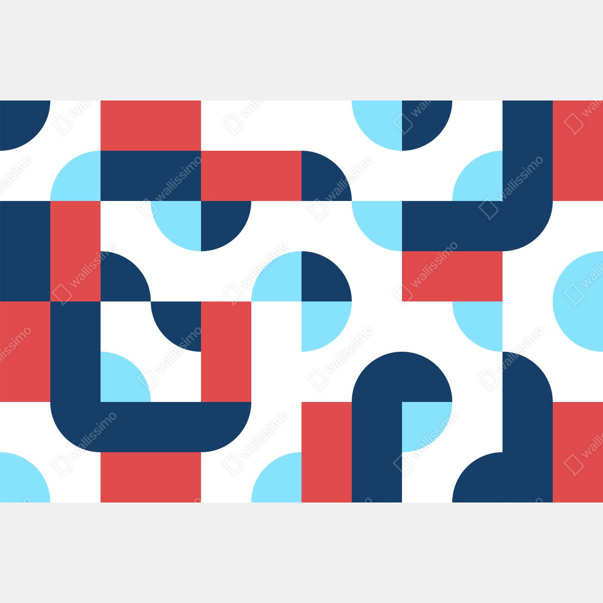 Leinwandbild mutiges geometrisches muster in dunkelblau und koralle – Wallnifity®