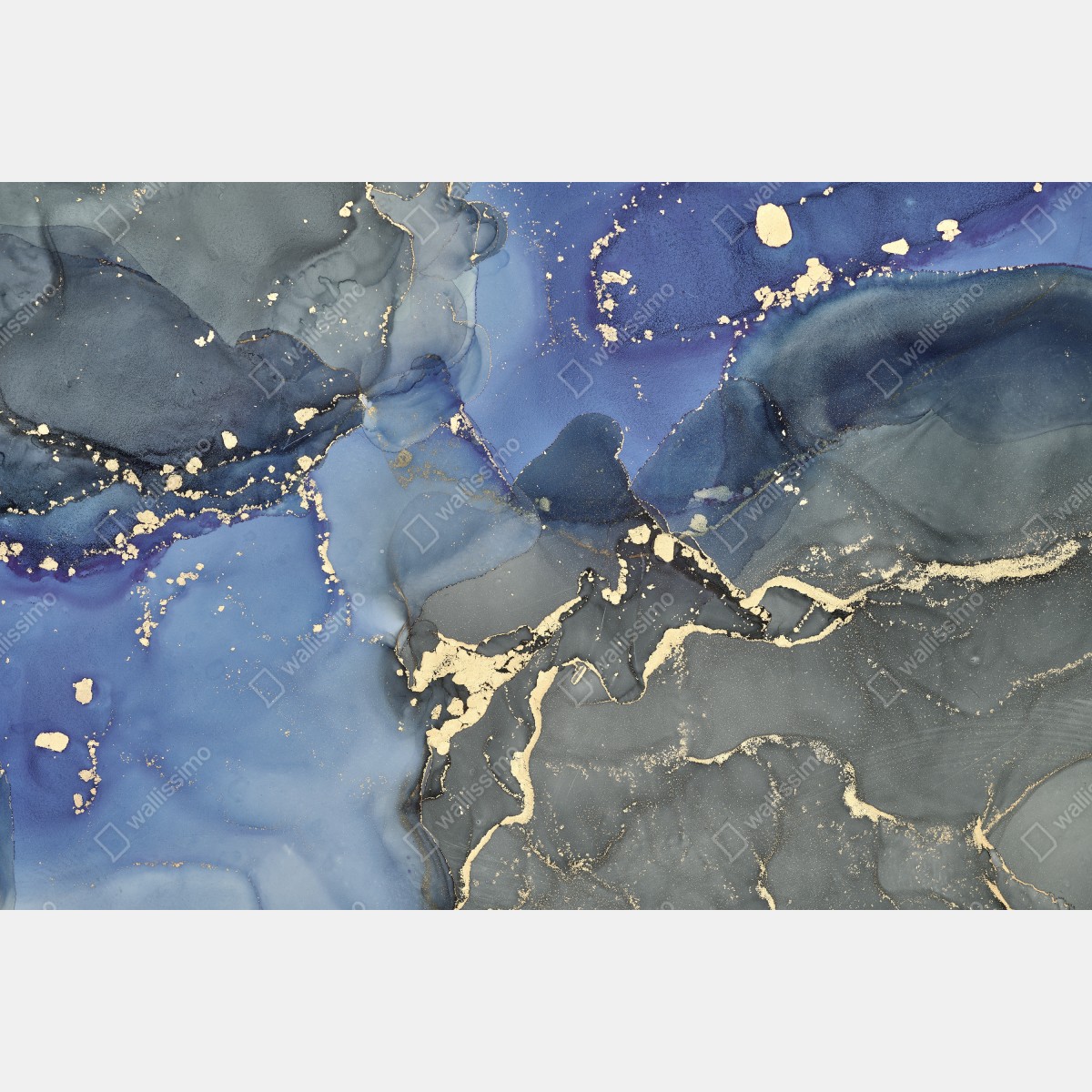 Leinwandbild luxuriöse blau-goldene abstraktion – Wallnifity®