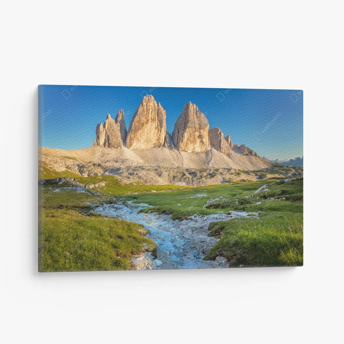 Leinwandbild Tre Cime di Lavaredo über der alpenwiese – Wallnifity® Leinwandbild Tre Cime di Lavaredo über der alpenwiese – Wallnifity®