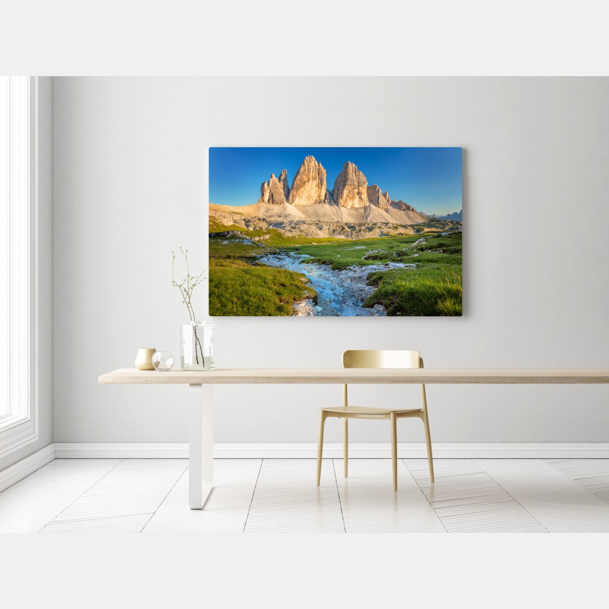 Leinwandbild Tre Cime di Lavaredo über der alpenwiese – Wallnifity® Leinwandbild Tre Cime di Lavaredo über der alpenwiese – Wallnifity®