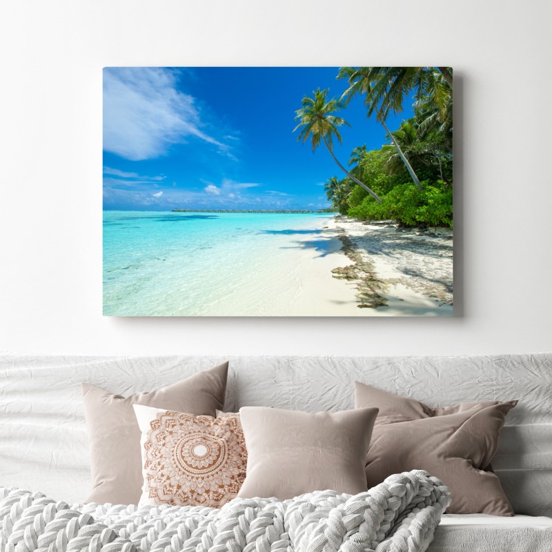 Leinwandbild tropischer strand auf den Malediven – Wallnifity® Leinwandbild tropischer strand auf den Malediven – Wallnifity®