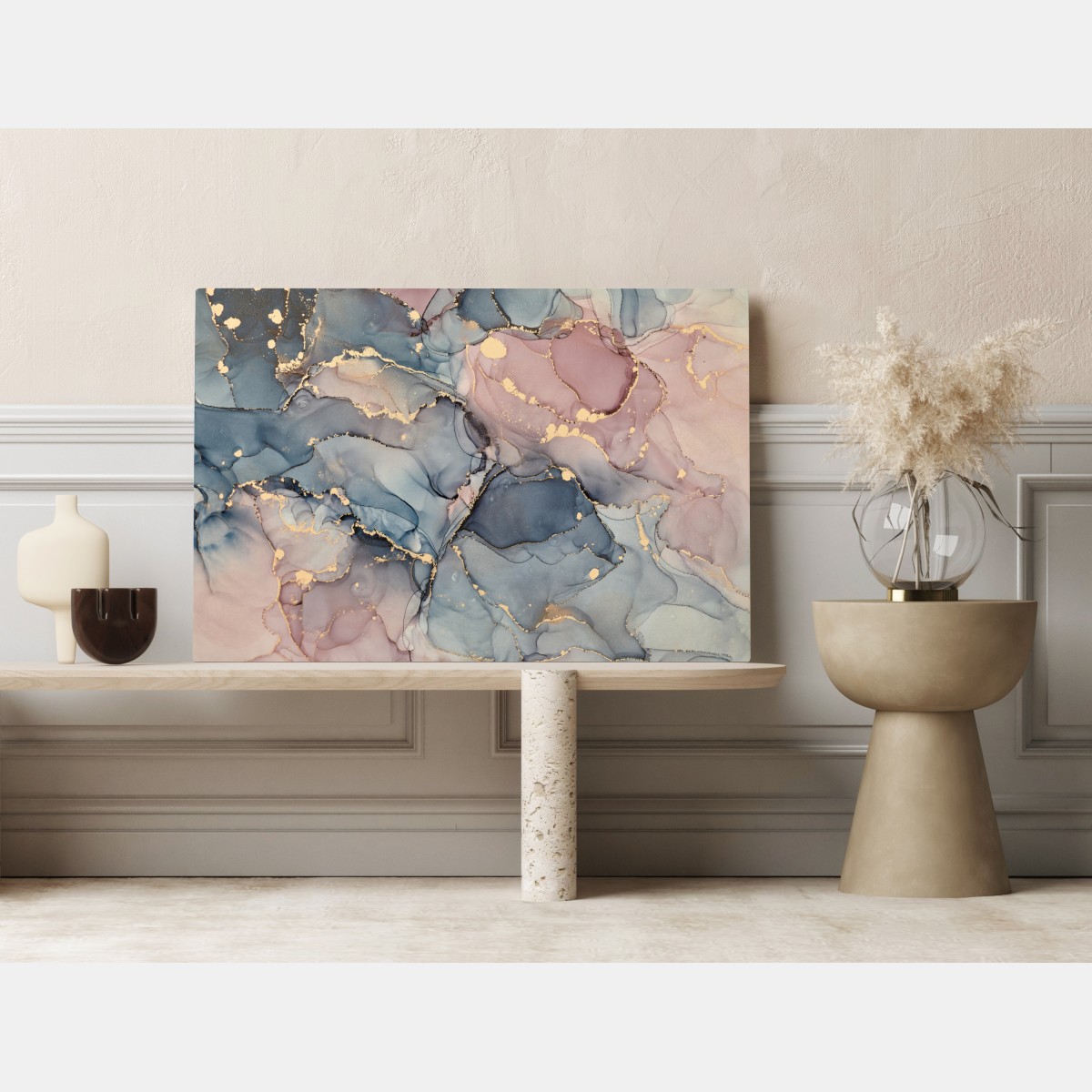 Leinwandbild zarte pastell-flüssigmarmor mit goldadern – Wallnifity® Leinwandbild zarte pastell-flüssigmarmor mit goldadern – Wallnifity®