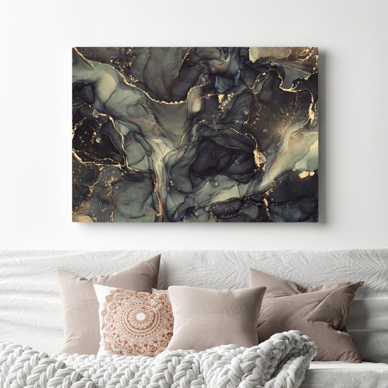 Leinwandbild luxuriöse abstrakte alkoholtinten-kunst mit goldenen adern – Wallnifity® Leinwandbild luxuriöse abstrakte alkoholtinten-kunst mit goldenen adern – Wallnifity®