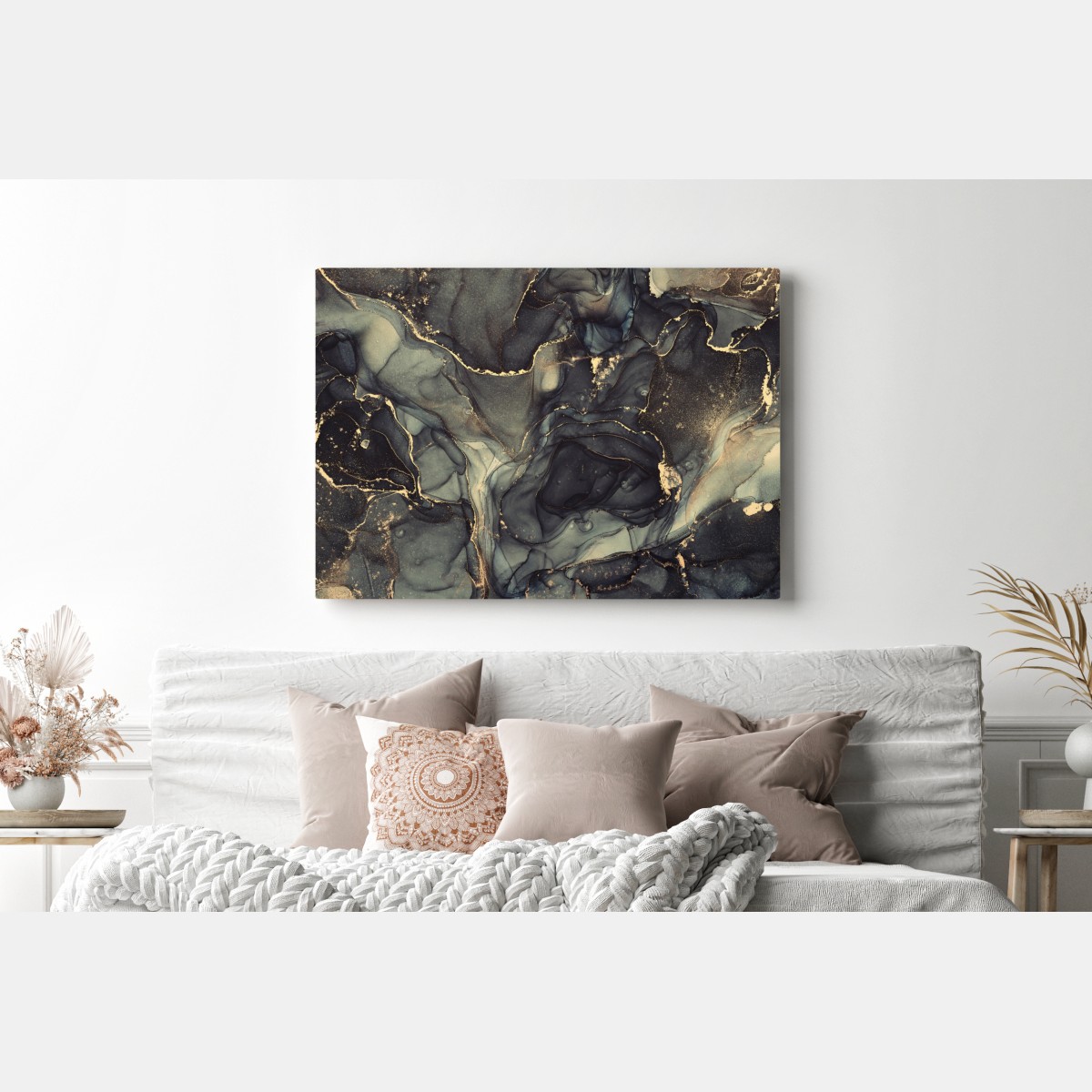 Leinwandbild luxuriöse abstrakte alkoholtinten-kunst mit goldenen adern – Wallnifity® Leinwandbild luxuriöse abstrakte alkoholtinten-kunst mit goldenen adern – Wallnifity®