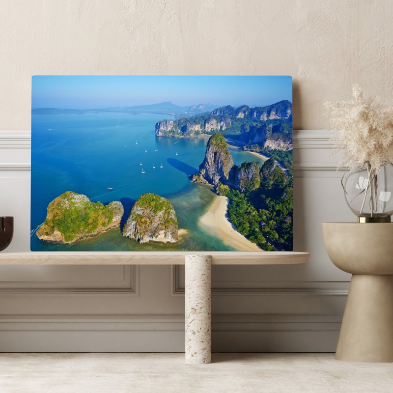 Leinwandbild türkise insel- und klippenlandschaft – Wallnifity® Leinwandbild türkise insel- und klippenlandschaft – Wallnifity®