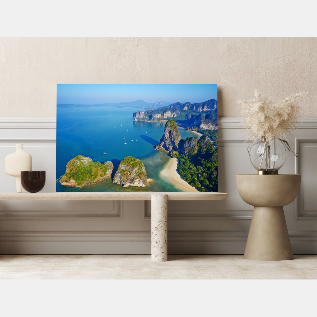 Leinwandbild türkise insel- und klippenlandschaft – Wallnifity® Leinwandbild türkise insel- und klippenlandschaft – Wallnifity®