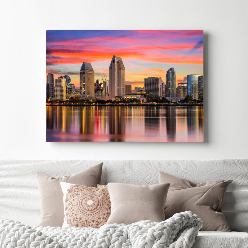 Leinwandbild San Diego skyline bei sonnenuntergang – Wallnifity® Leinwandbild San Diego skyline bei sonnenuntergang – Wallnifity®