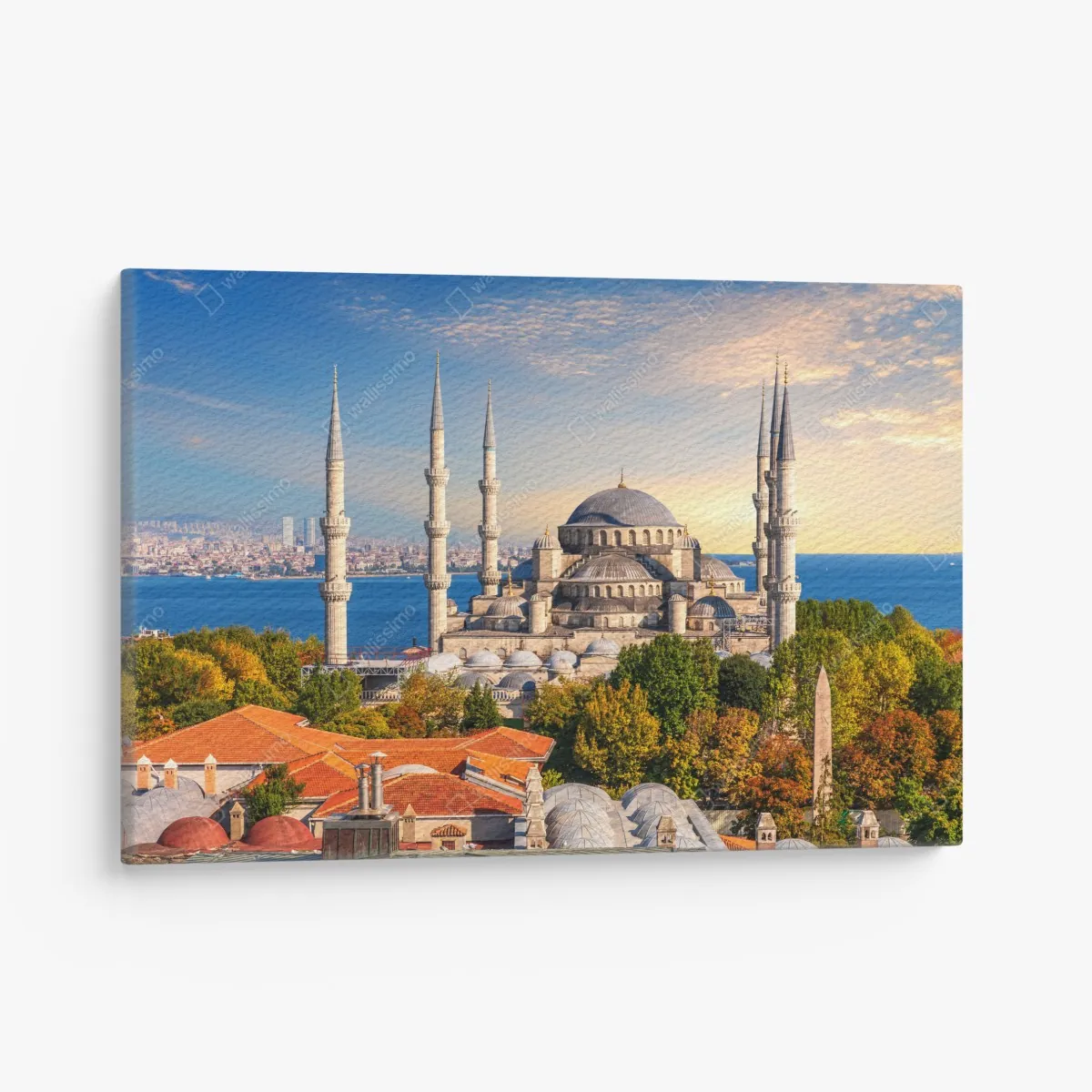 Leinwandbild Istanbul mit der Blauen Moschee bei Sonnenuntergang – Wallnifity® Leinwandbild Istanbul mit der Blauen Moschee bei Sonnenuntergang – Wallnifity®