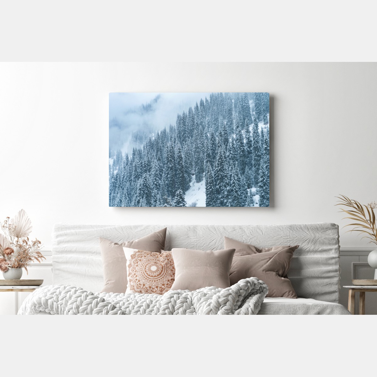 Leinwandbild nebeliger schneebedeckter kiefernwald – Wallnifity® Leinwandbild nebeliger schneebedeckter kiefernwald – Wallnifity®