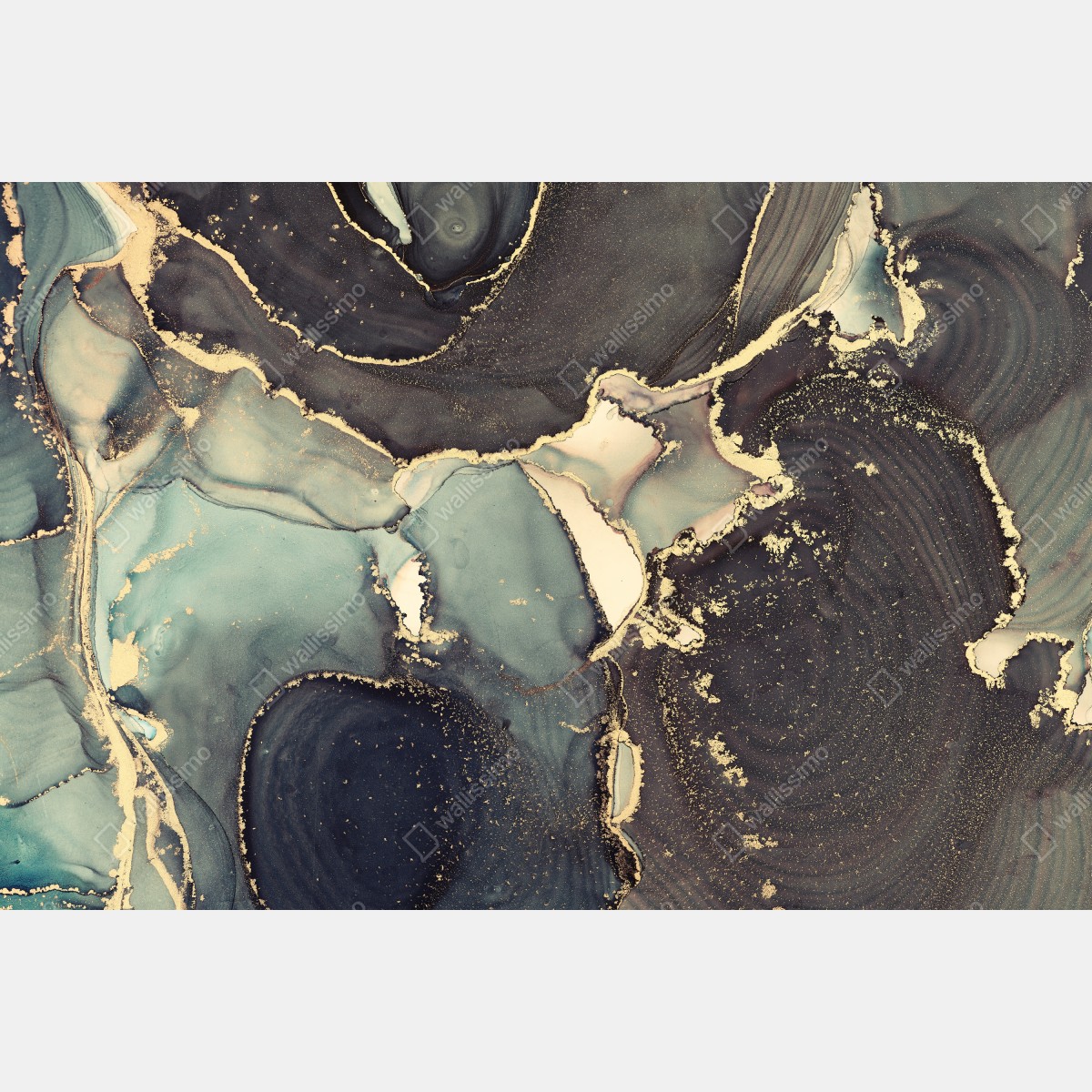 Leinwandbild türkis und gold abstrakte fließmalerei – Wallnifity® Leinwandbild türkis und gold abstrakte fließmalerei – Wallnifity®