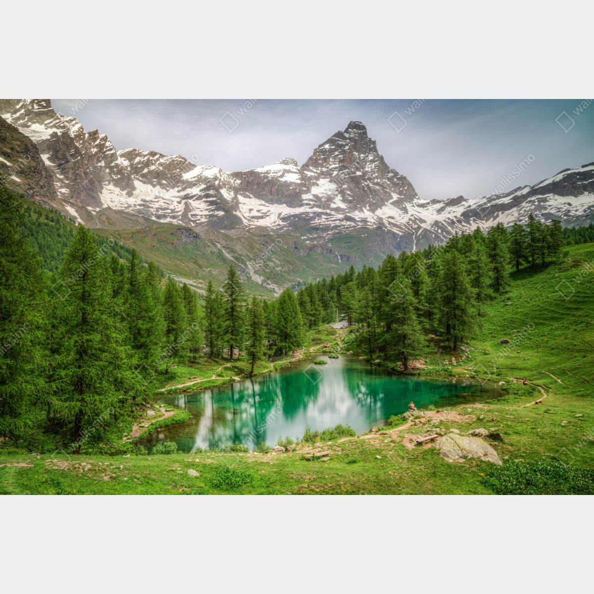 Leinwandbild blauer see bei Cervinia – Wallnifity® Leinwandbild blauer see bei Cervinia – Wallnifity®