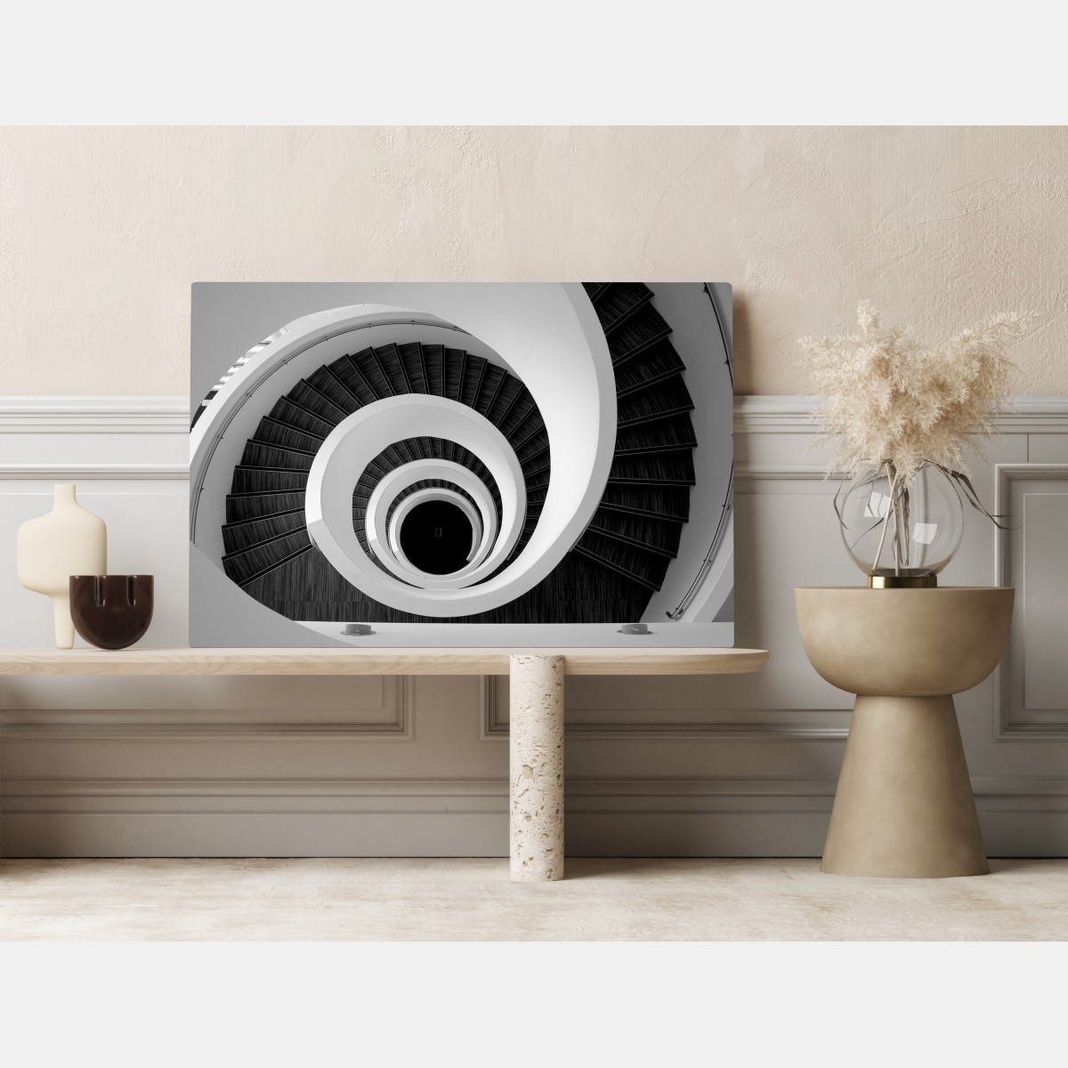 Leinwandbild spiraltreppe in monochrom – Wallnifity® Leinwandbild spiraltreppe in monochrom – Wallnifity®