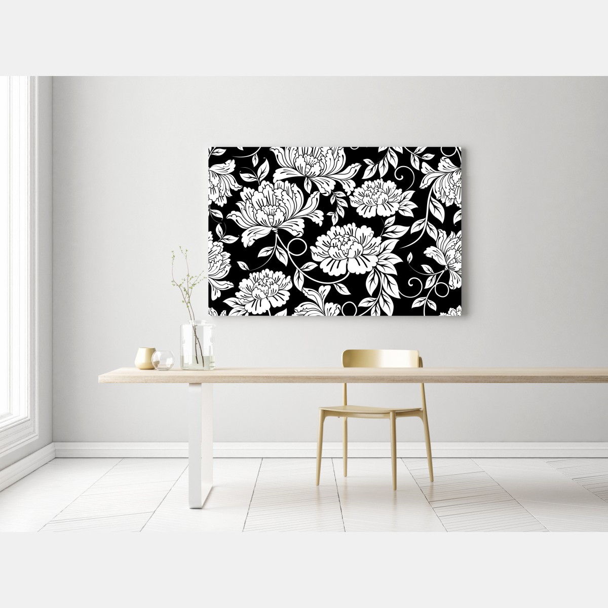 Leinwandbild monochromes blumenmuster – Wallnifity® Leinwandbild monochromes blumenmuster – Wallnifity®