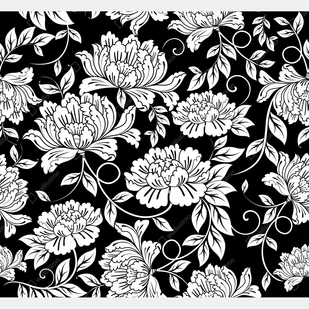 Leinwandbild monochromes blumenmuster – Wallnifity® Leinwandbild monochromes blumenmuster – Wallnifity®