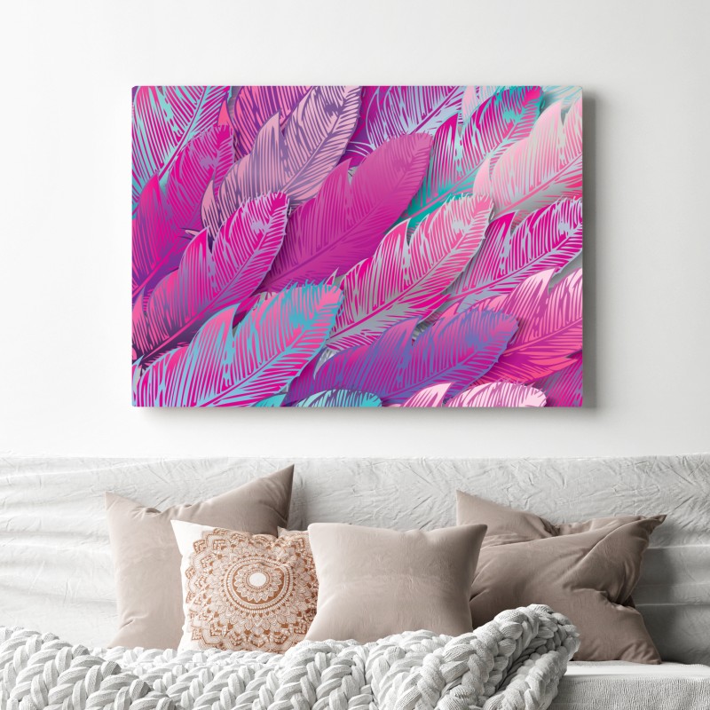 Leinwandbild irisierendes rosa federmuster – Wallnifity® Leinwandbild irisierendes rosa federmuster – Wallnifity®