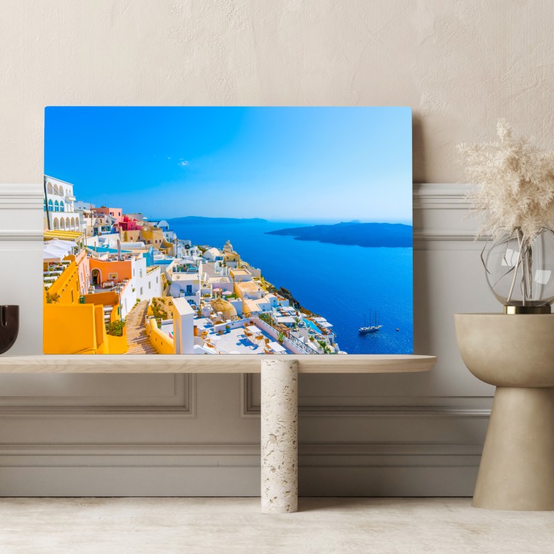 Leinwandbild sonnige ansicht der caldera von Santorini – Wallnifity® Leinwandbild sonnige ansicht der caldera von Santorini – Wallnifity®