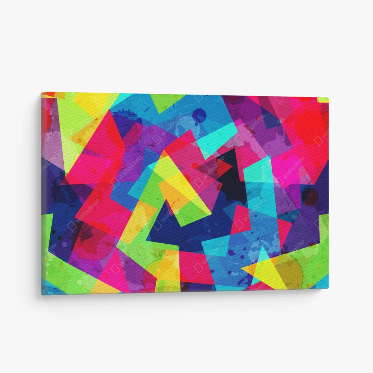 Leinwandbild lebendige geometrische aquarell-collage – Wallnifity® Leinwandbild lebendige geometrische aquarell-collage – Wallnifity®