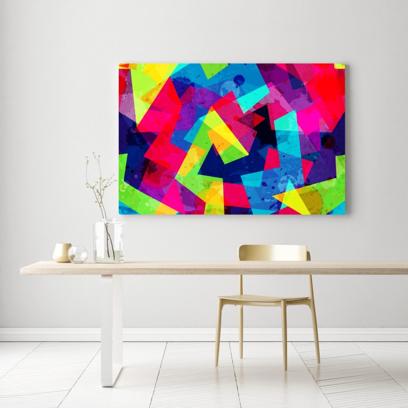 Leinwandbild lebendige geometrische aquarell-collage – Wallnifity® Leinwandbild lebendige geometrische aquarell-collage – Wallnifity®