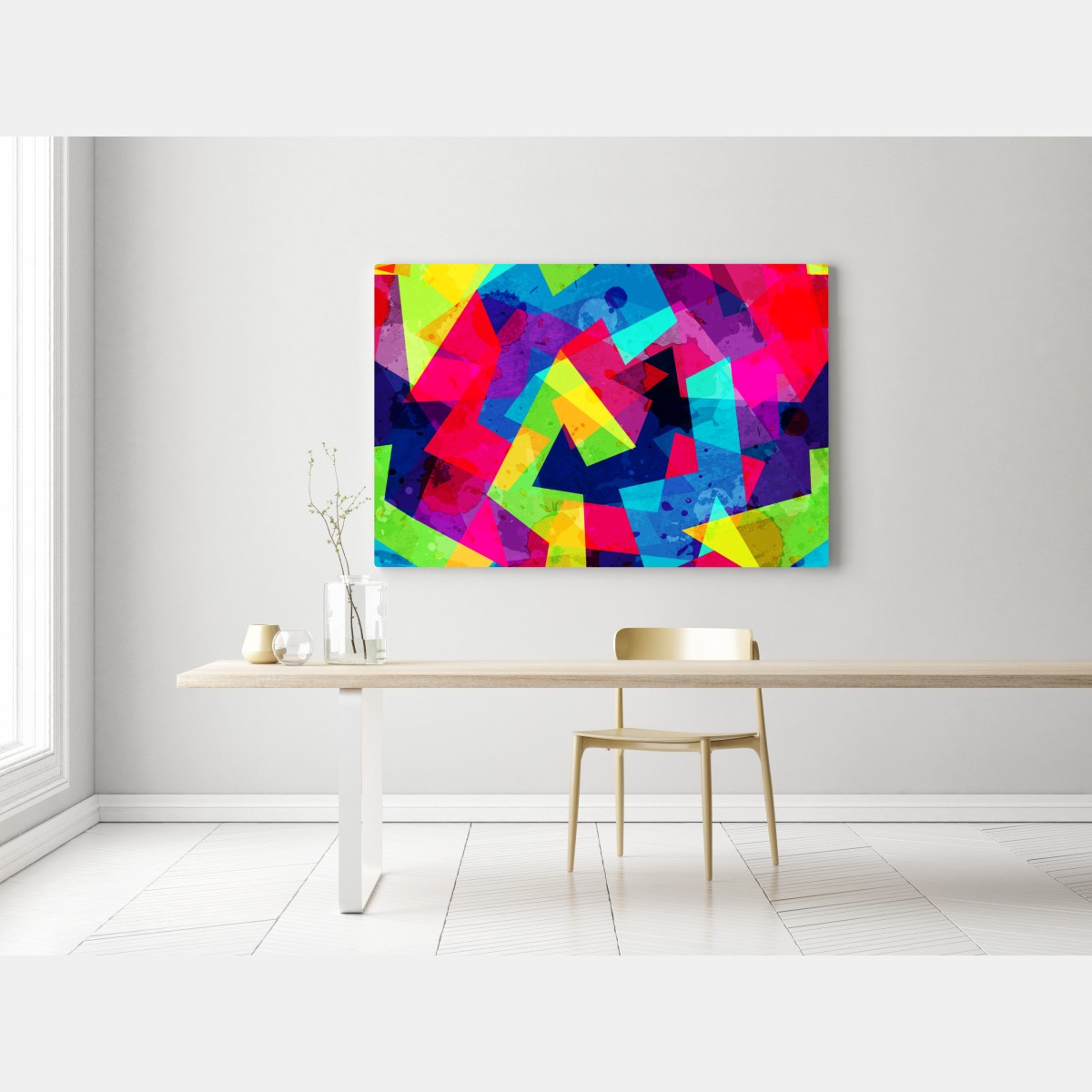 Leinwandbild lebendige geometrische aquarell-collage – Wallnifity® Leinwandbild lebendige geometrische aquarell-collage – Wallnifity®