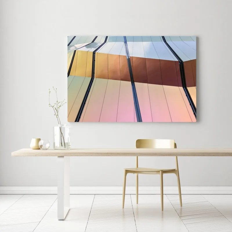 Leinwandbild irisierende moderne fassade aus paneelen – Wallnifity® Leinwandbild irisierende moderne fassade aus paneelen – Wallnifity®