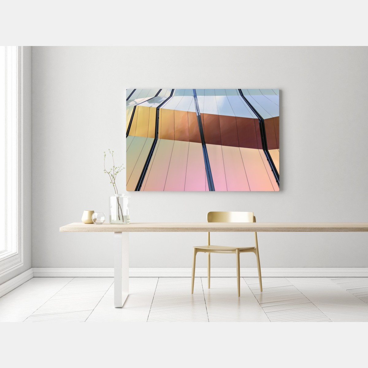 Leinwandbild irisierende moderne fassade aus paneelen – Wallnifity® Leinwandbild irisierende moderne fassade aus paneelen – Wallnifity®