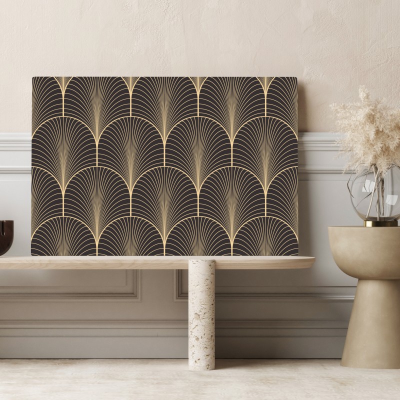 Leinwandbild art deco goldenes fächermuster – Wallnifity® Leinwandbild art deco goldenes fächermuster – Wallnifity®