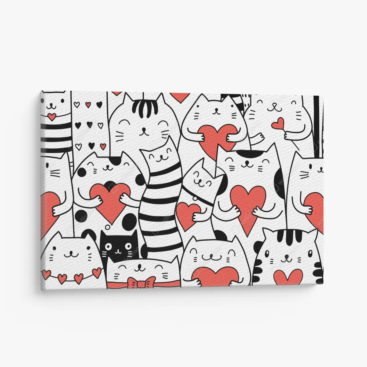 Leinwandbild süße katzen mit herzen muster – Wallnifity® Leinwandbild süße katzen mit herzen muster – Wallnifity®
