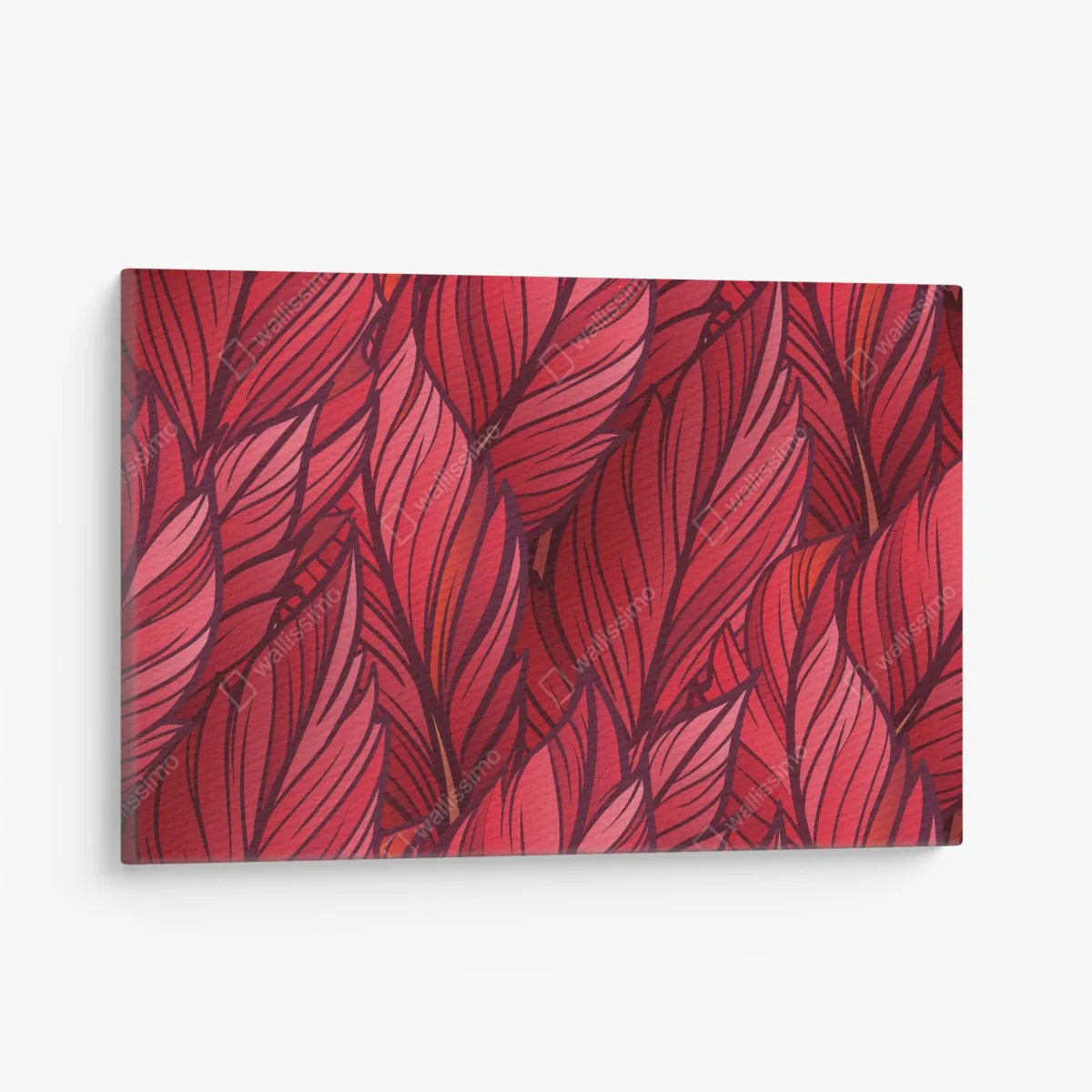 Leinwandbild rotes botanisches blättermuster – Wallnifity® Leinwandbild rotes botanisches blättermuster – Wallnifity®