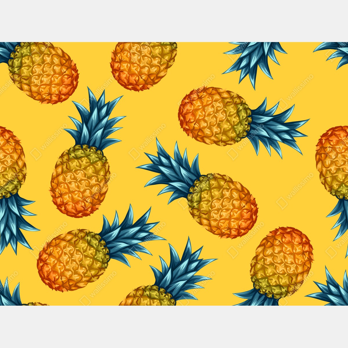 Leinwandbild tropisches ananasmuster auf gelbem hintergrund – Wallnifity®