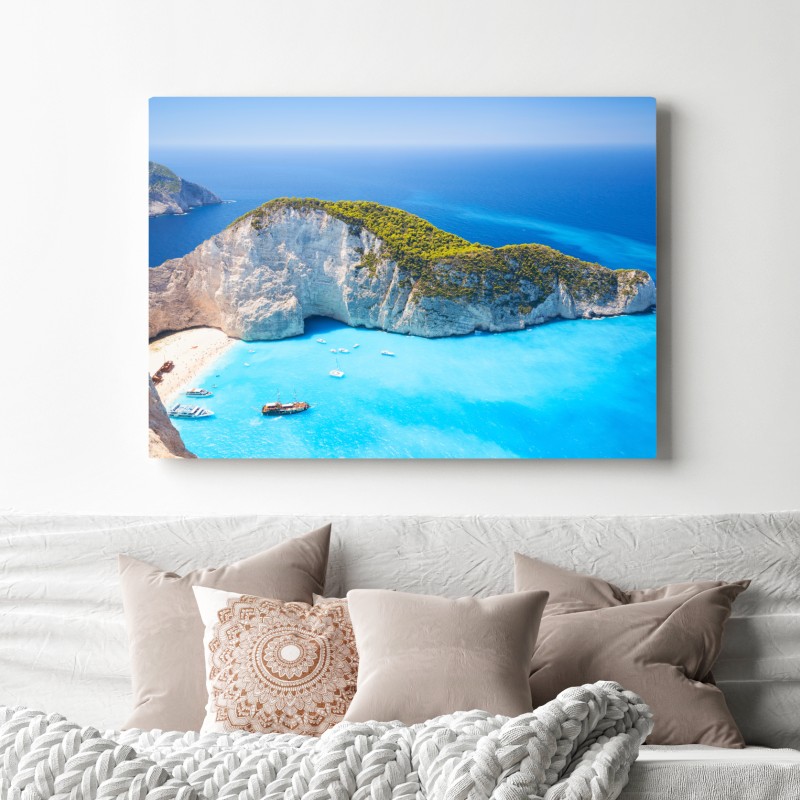 Leinwandbild Navagio-Bucht türkisblauer strand, Zakynthos – Wallnifity® Leinwandbild Navagio-Bucht türkisblauer strand, Zakynthos – Wallnifity®