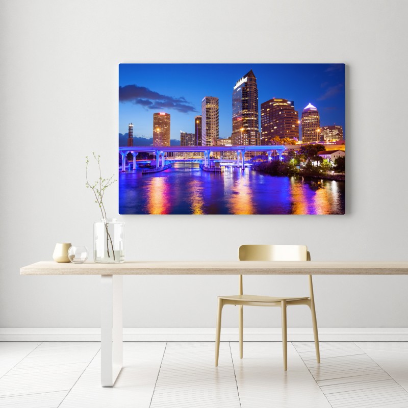 Leinwandbild Tampa skyline bei nacht – Wallnifity® Leinwandbild Tampa skyline bei nacht – Wallnifity®