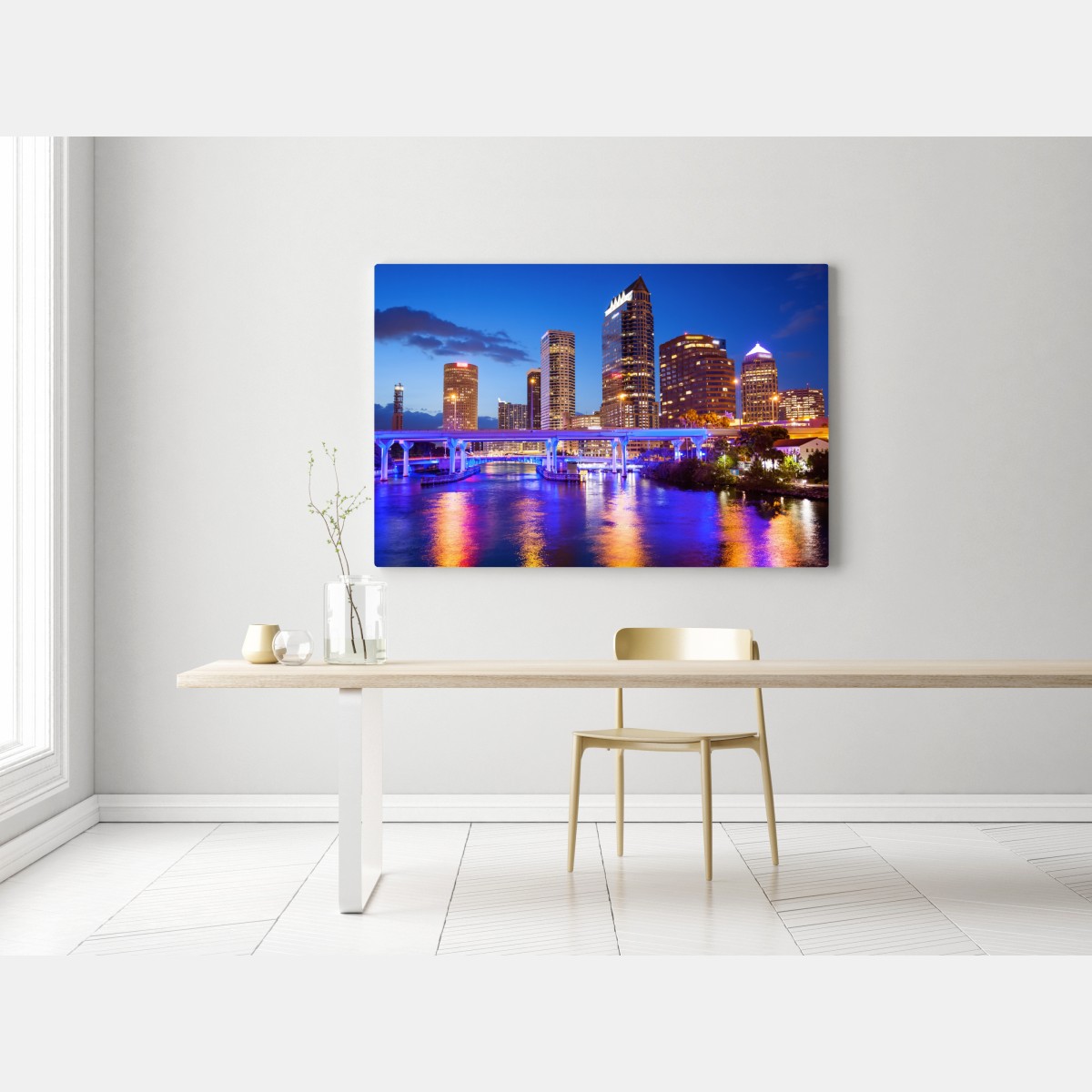 Leinwandbild Tampa skyline bei nacht – Wallnifity® Leinwandbild Tampa skyline bei nacht – Wallnifity®