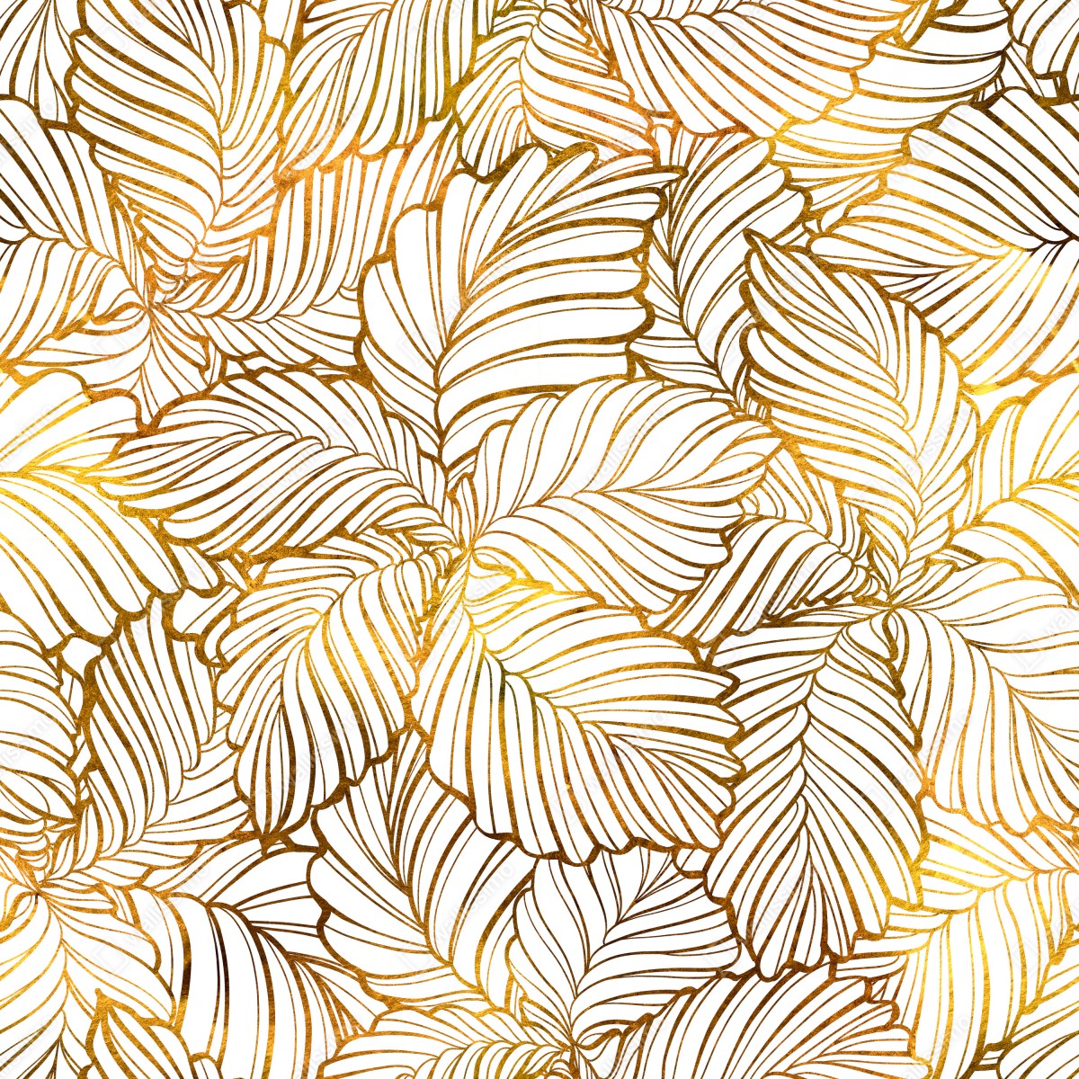 Leinwandbild goldenes blatt line art muster – Wallnifity®