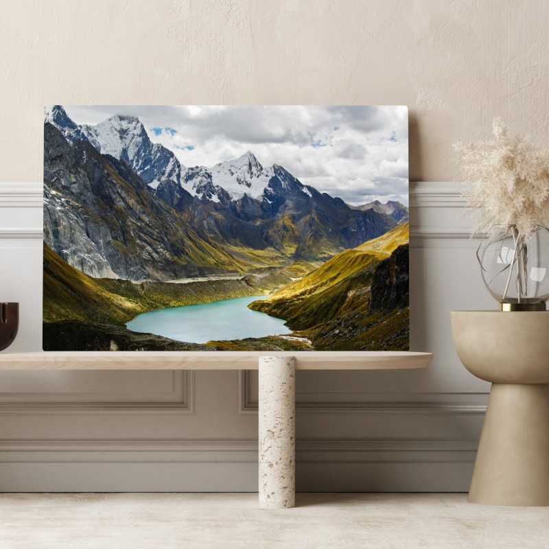 Leinwandbild türkisblauer bergsee unter schneegipfeln – Wallnifity® Leinwandbild türkisblauer bergsee unter schneegipfeln – Wallnifity®