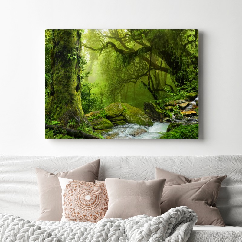 Leinwandbild verzauberter grüner waldbach – Wallnifity® Leinwandbild verzauberter grüner waldbach – Wallnifity®